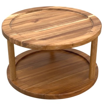 Acacia Wood 2-Tier Rotating Turntable - Versatile Kitchen Organizer